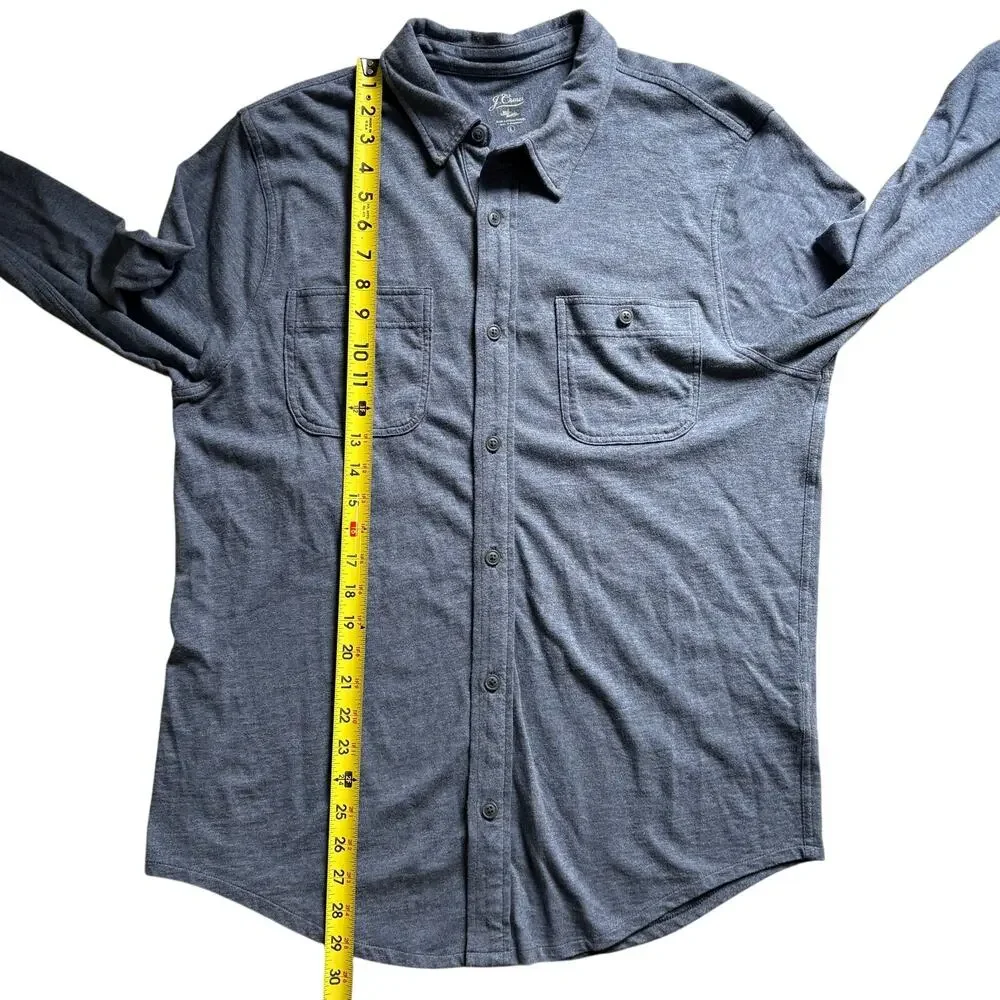 J. Crew Knit Goods Slub Cotton Yarns Casual Button Down Polo Men’s Large Blue